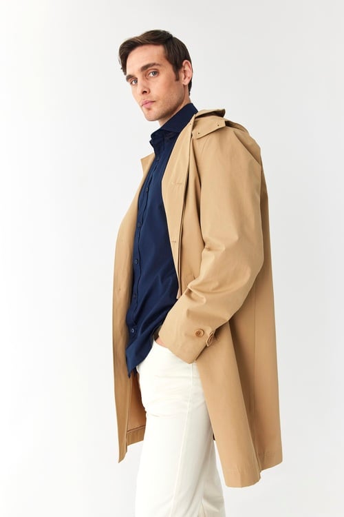  KAPÜŞONLU UZUN TRENÇKOT