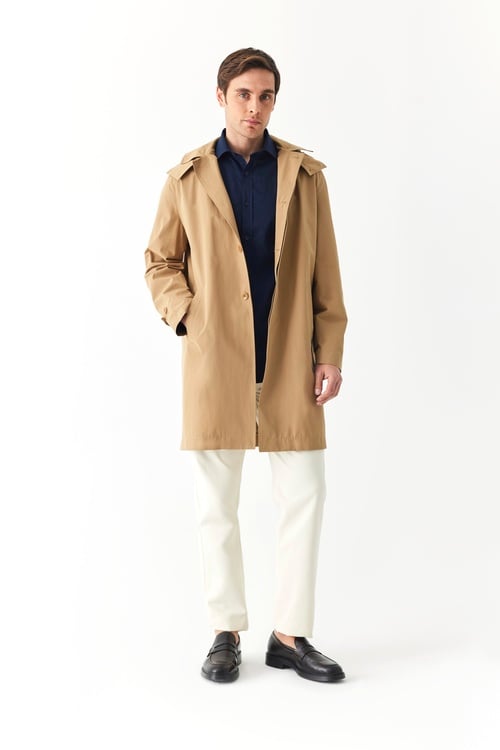  KAPÜŞONLU UZUN TRENÇKOT