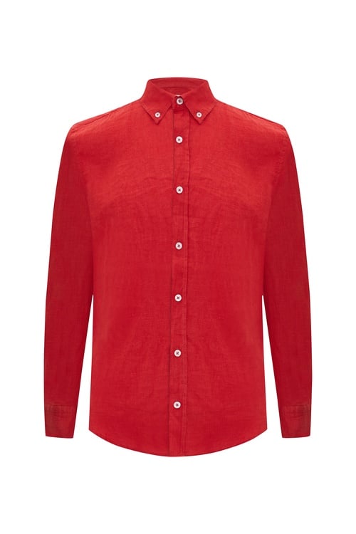  SLIM FIT UZUN KOLLU KETEN GÖMLEK