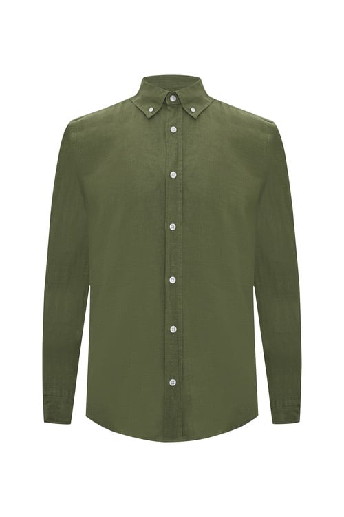  SLIM FIT UZUN KOLLU KETEN GÖMLEK