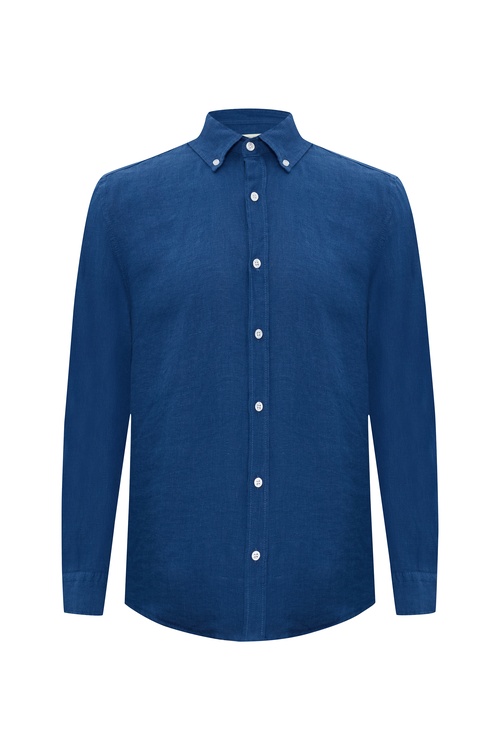  SLIM FIT UZUN KOLLU KETEN GÖMLEK