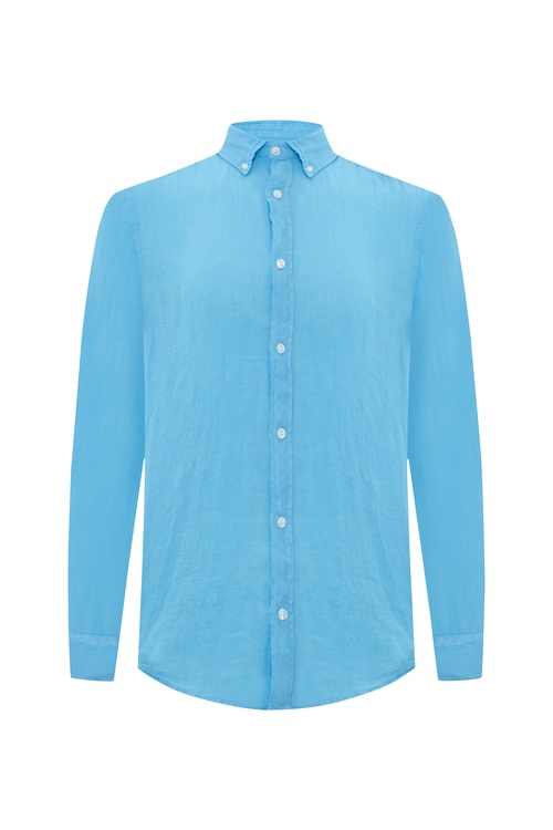  REGULAR FIT UZUN KOLLU KETEN GÖMLEK