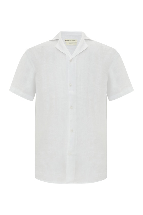  REGULAR FIT KISA KOLLU KETEN GÖMLEK