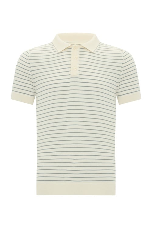  ÇİZGİLİ POLO YAKA KISA KOLLU TRİKO KAZAK