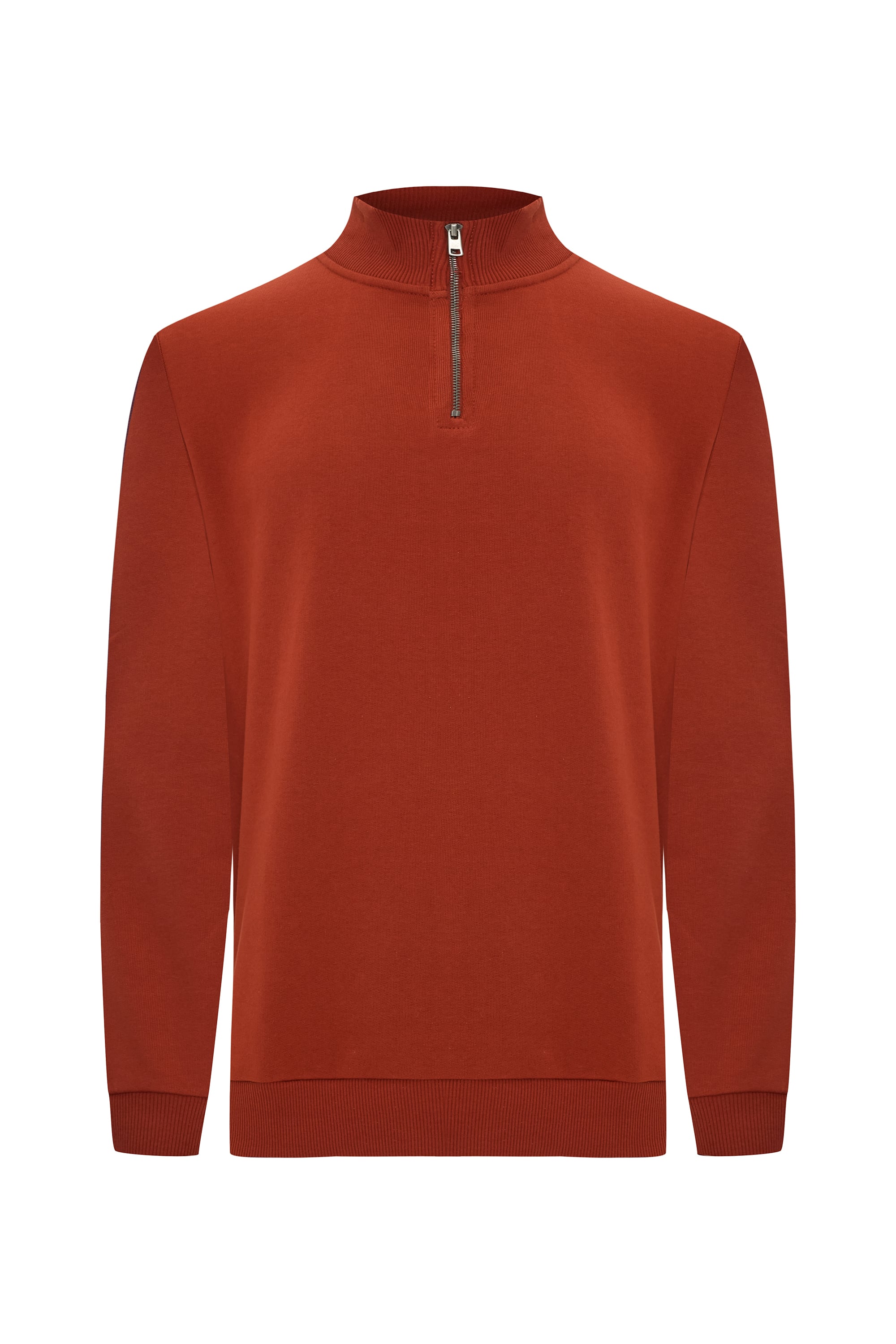 FERMUARLI DİK YAKA SWEATSHIRT