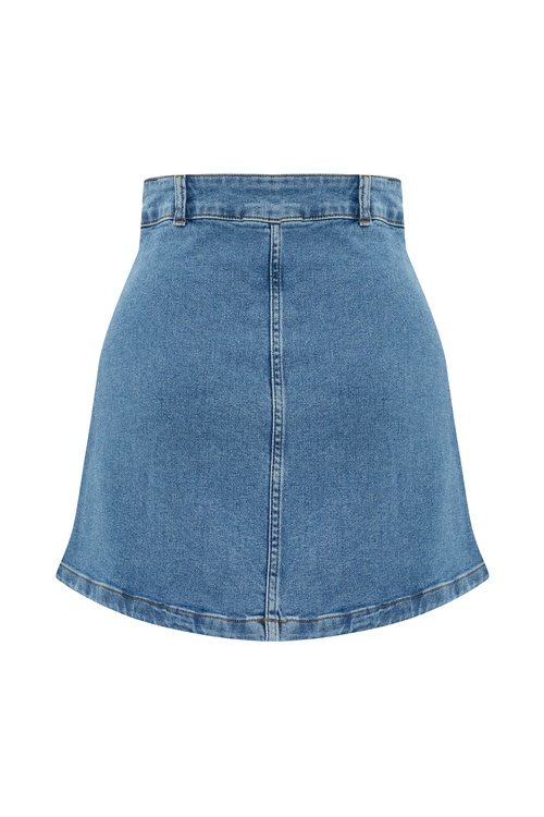  PİLELİ MİNİ JEAN ETEK