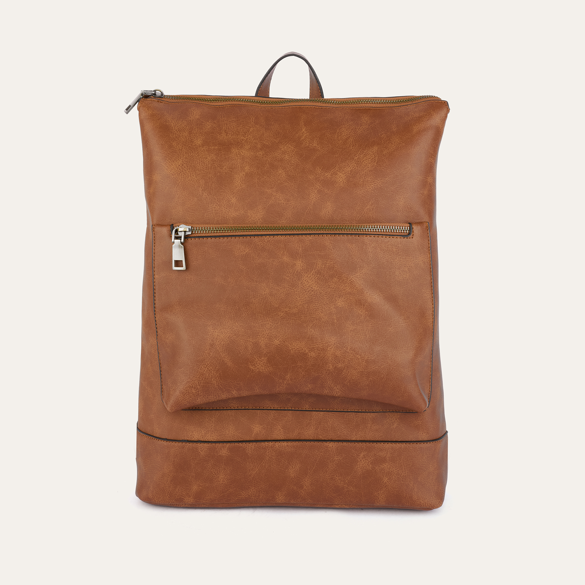 DERİ GÖRÜNÜMLÜ ÇİFT BÖLMELİ SIRT ÇANTASI