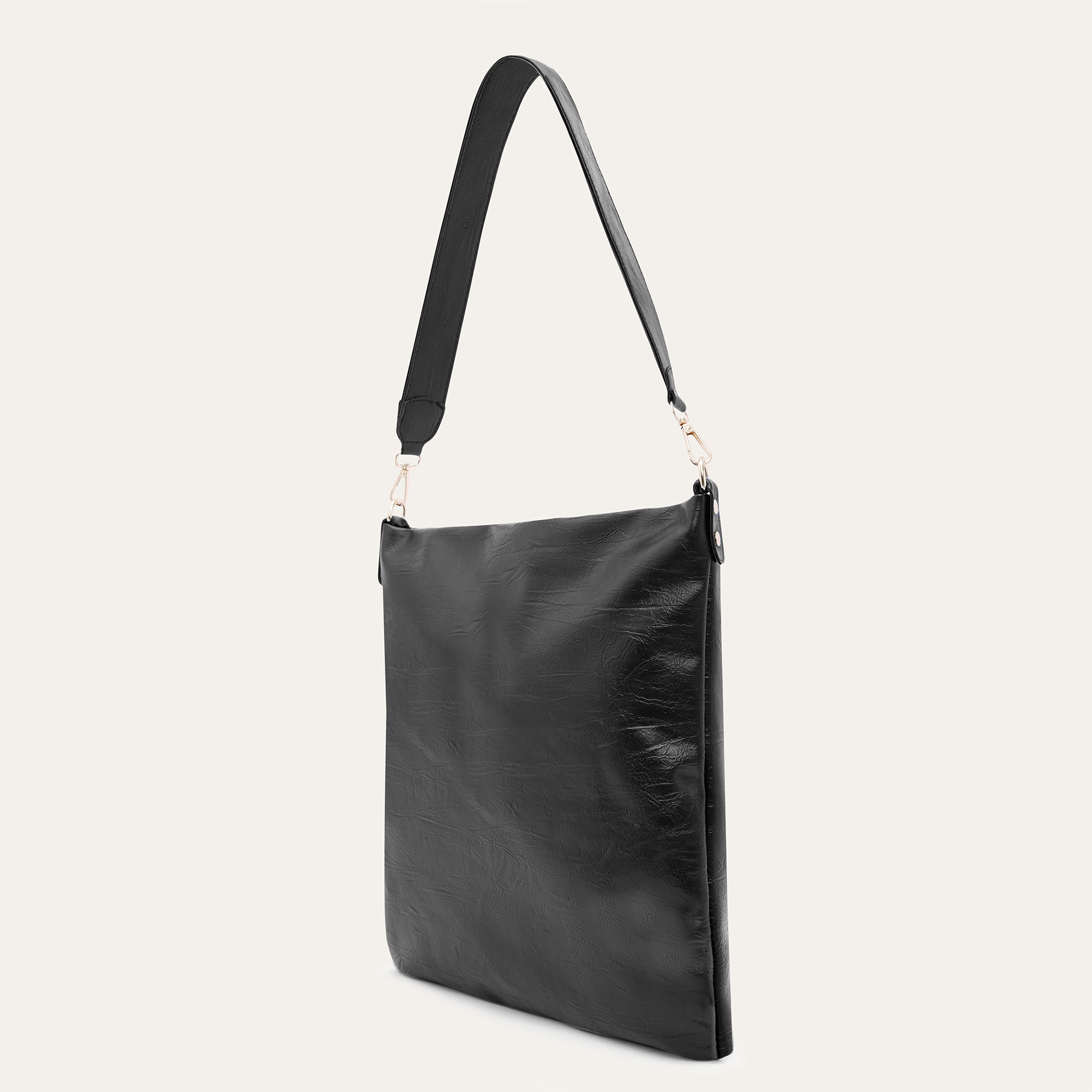 KIRIŞIK DERİ GÖRÜNÜMLÜ SHOPPER OMUZ ÇANTASI