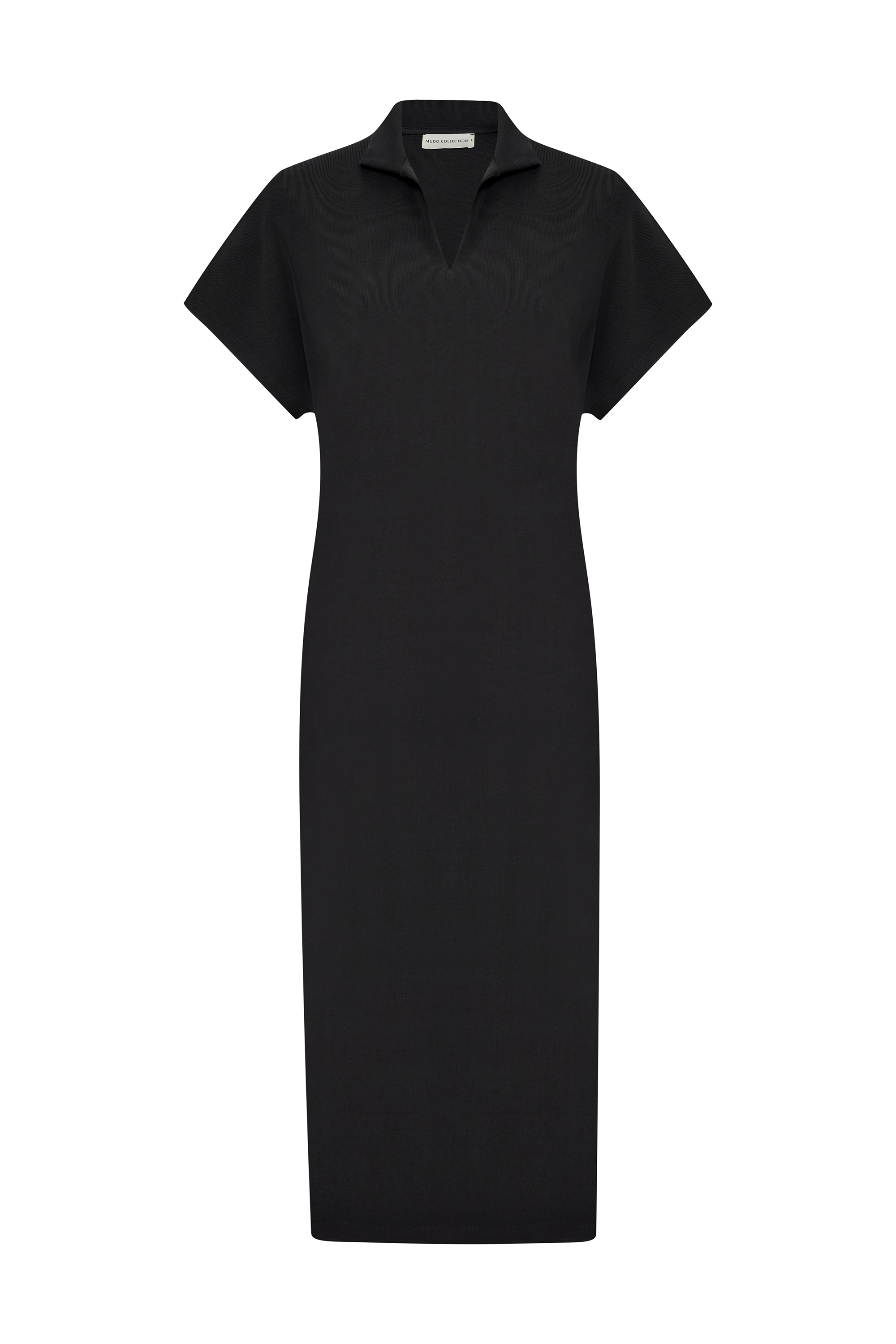 V YAKA KISA KOLLU MİDİ ELBİSE