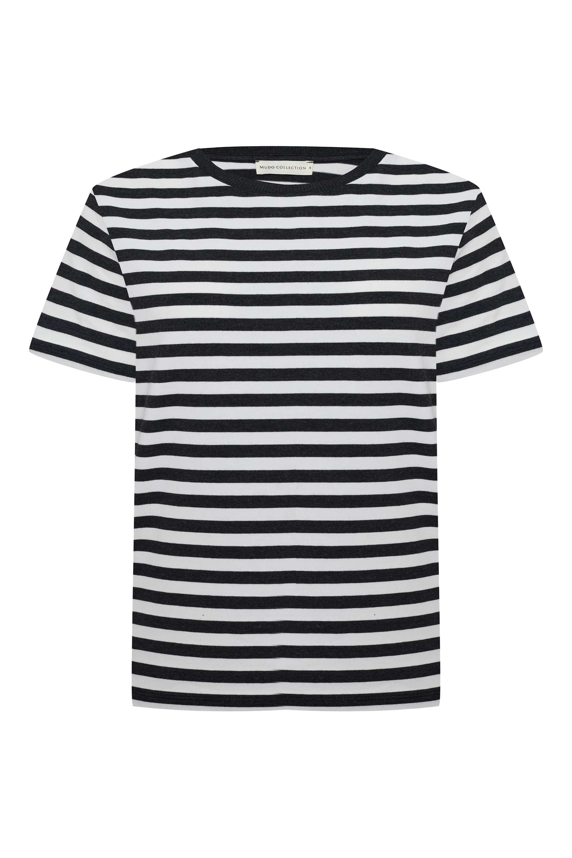 ÇİZGİLİ BİSİKLET YAKA KISA KOLLU T-SHIRT