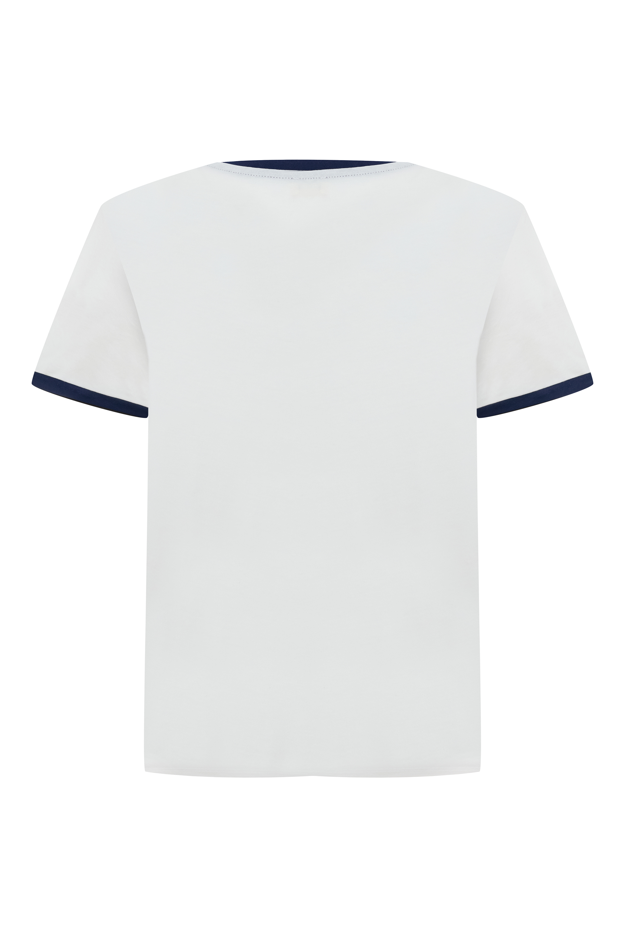 ŞERİT DETAYLI BİSİKLET YAKA KISA KOLLU T-SHIRT