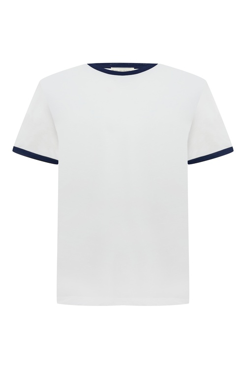  ŞERİT DETAYLI BİSİKLET YAKA KISA KOLLU T-SHIRT