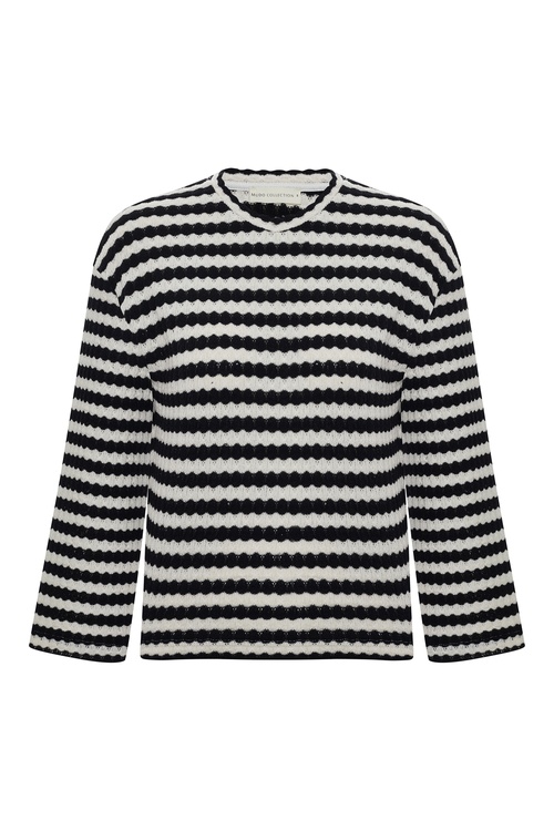  ÇİZGİLİ BİSİKLET YAKA KAZAK