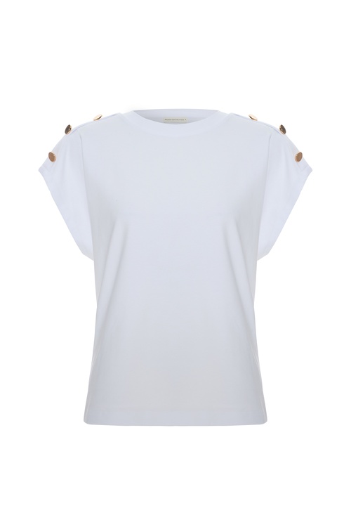  LOOSE FIT DÜĞMELİ DÜŞÜK KOL T-SHIRT