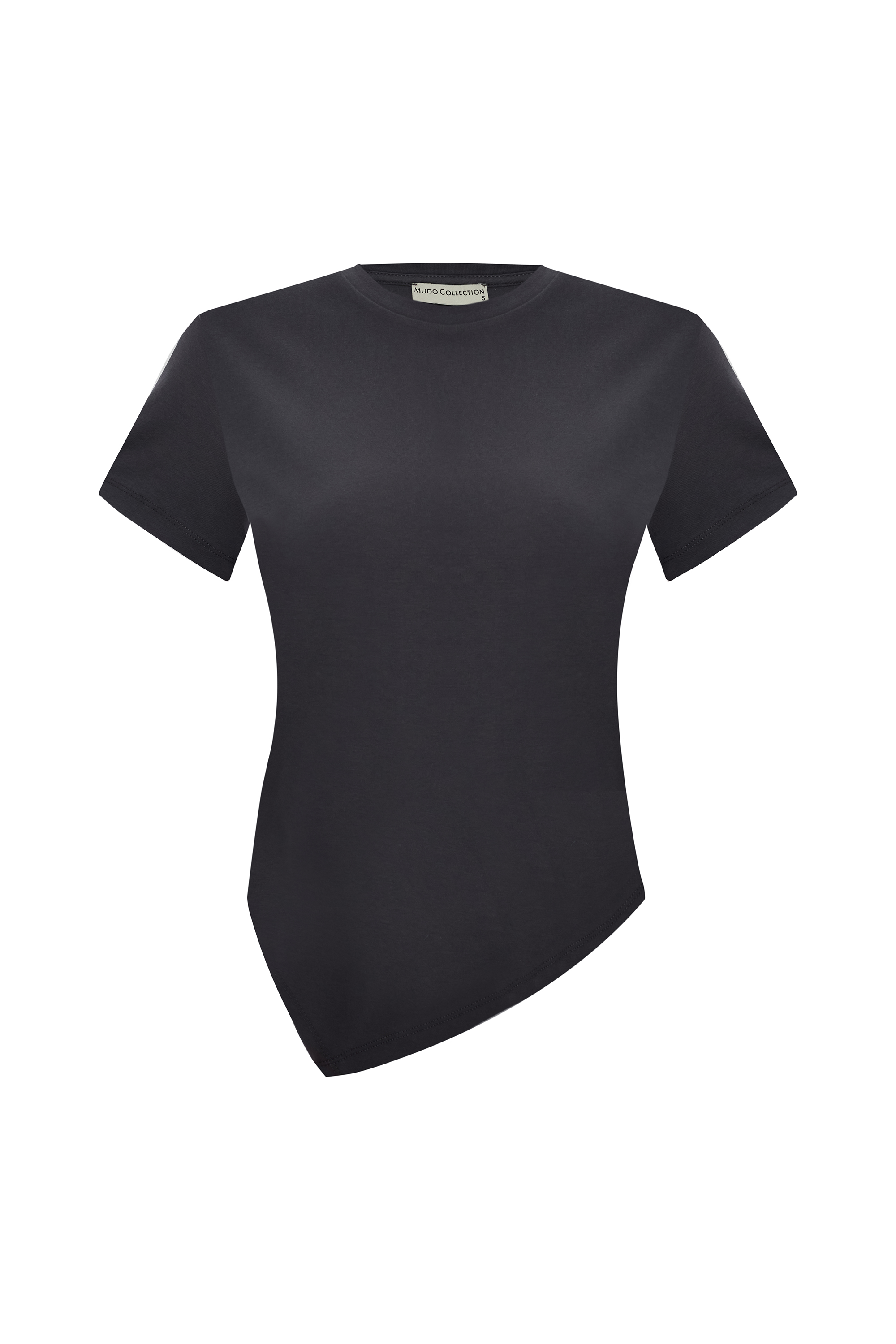 ASİMETRİK KESİM KISA KOLLU T-SHIRT