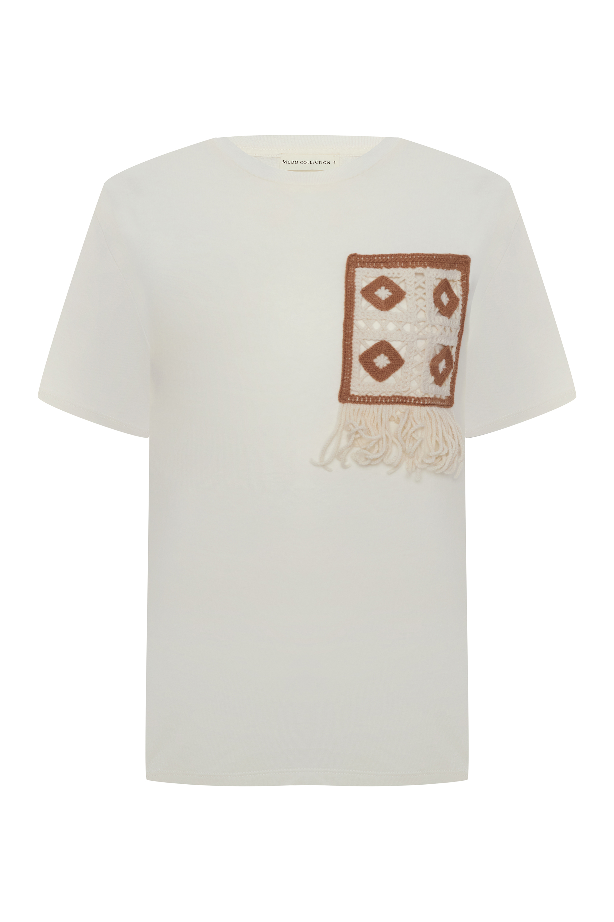 KISA KOLLU NAKIŞLI BİSİKLET YAKA T-SHIRT