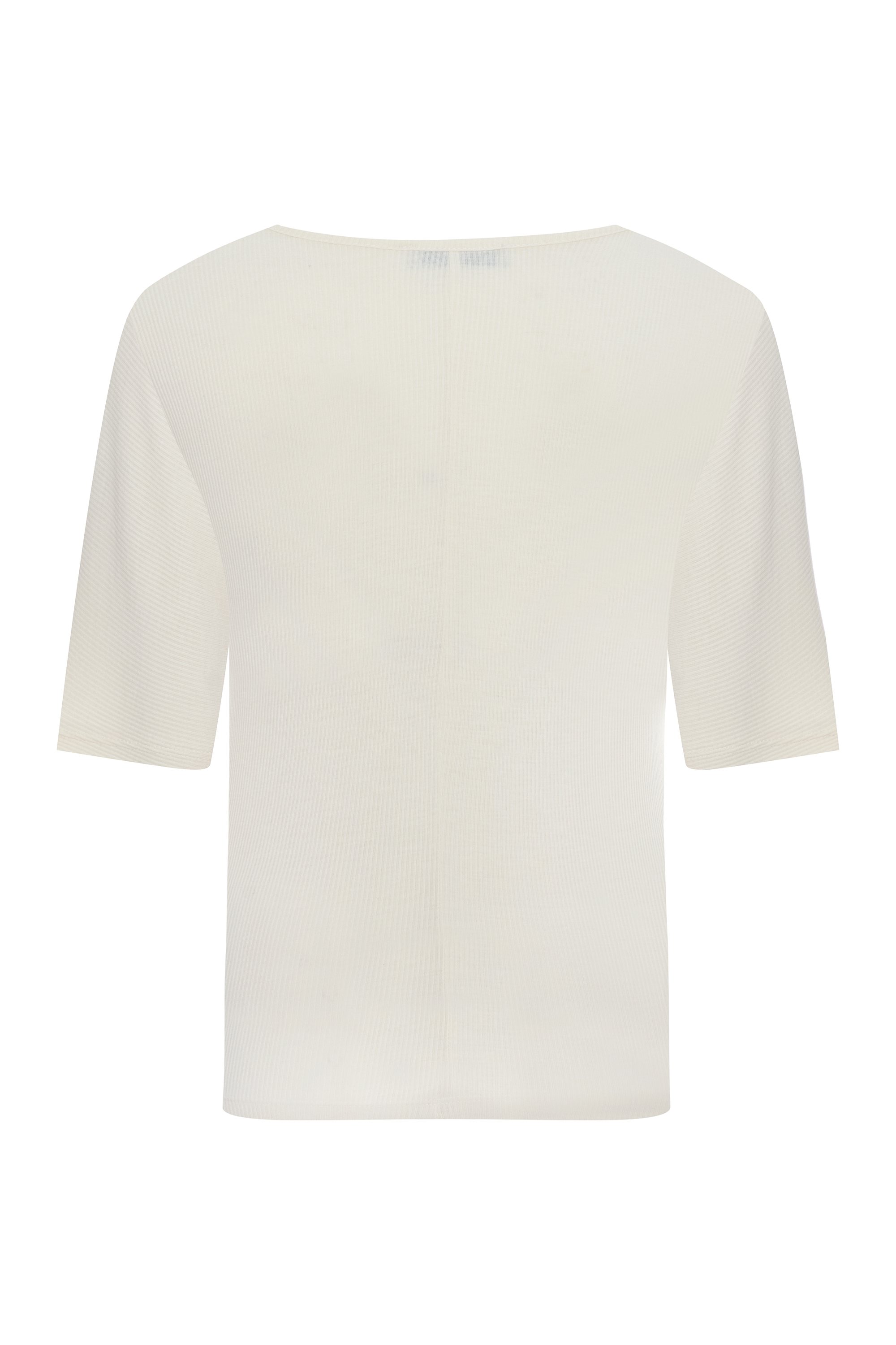 V YAKA KISA KOLLU FİTİLLİ T-SHIRT