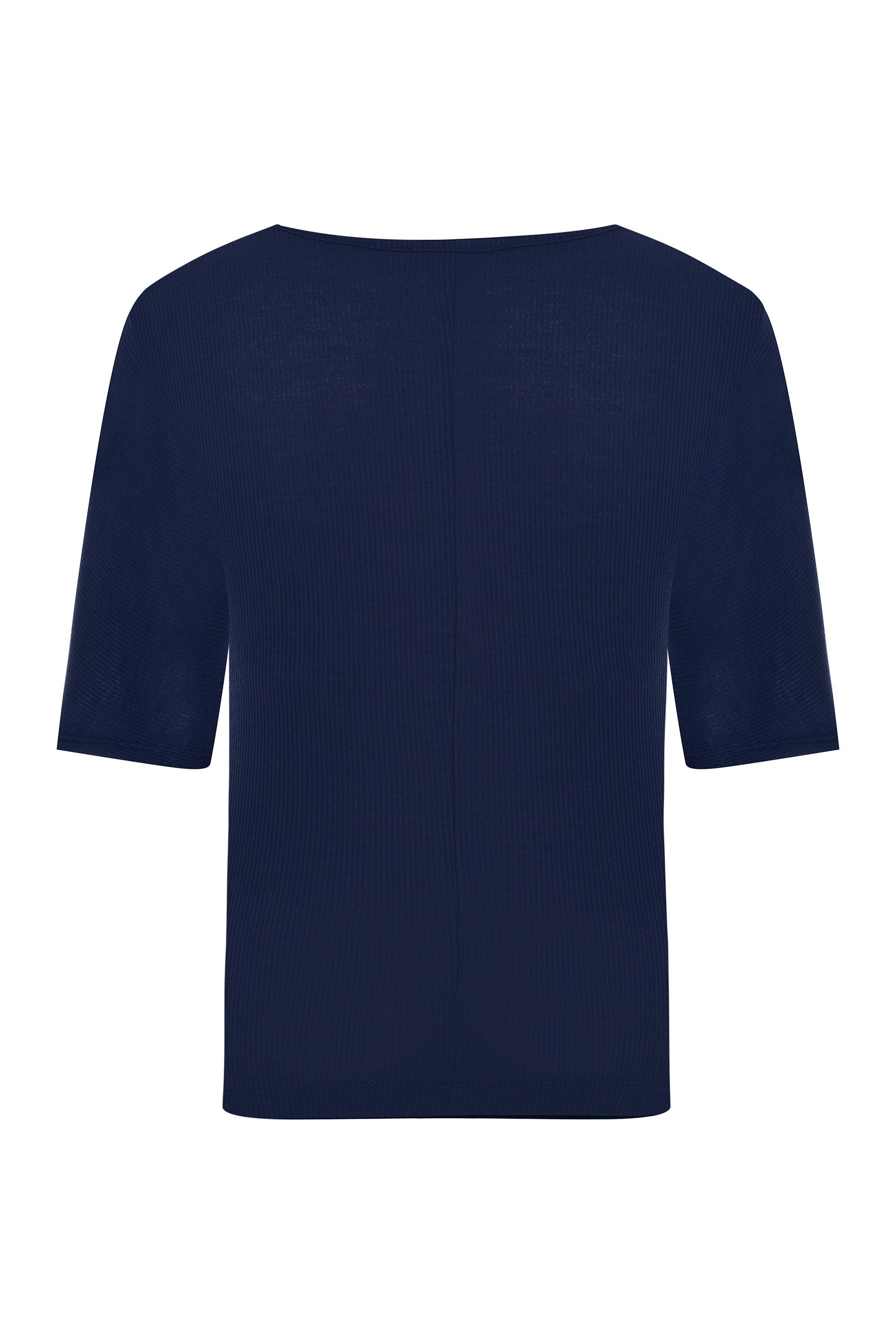 V YAKA KISA KOLLU FİTİLLİ T-SHIRT