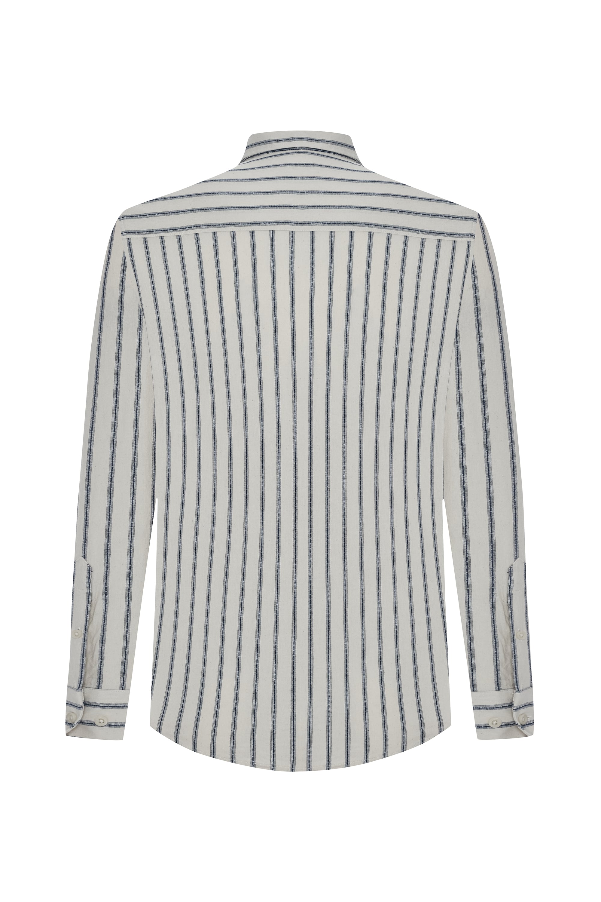 REGULAR FIT ÇİZGİLİ DOKULU UZUN KOLLU GÖMLEK