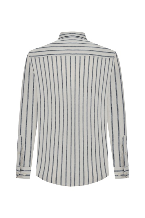  REGULAR FIT ÇİZGİLİ DOKULU UZUN KOLLU GÖMLEK