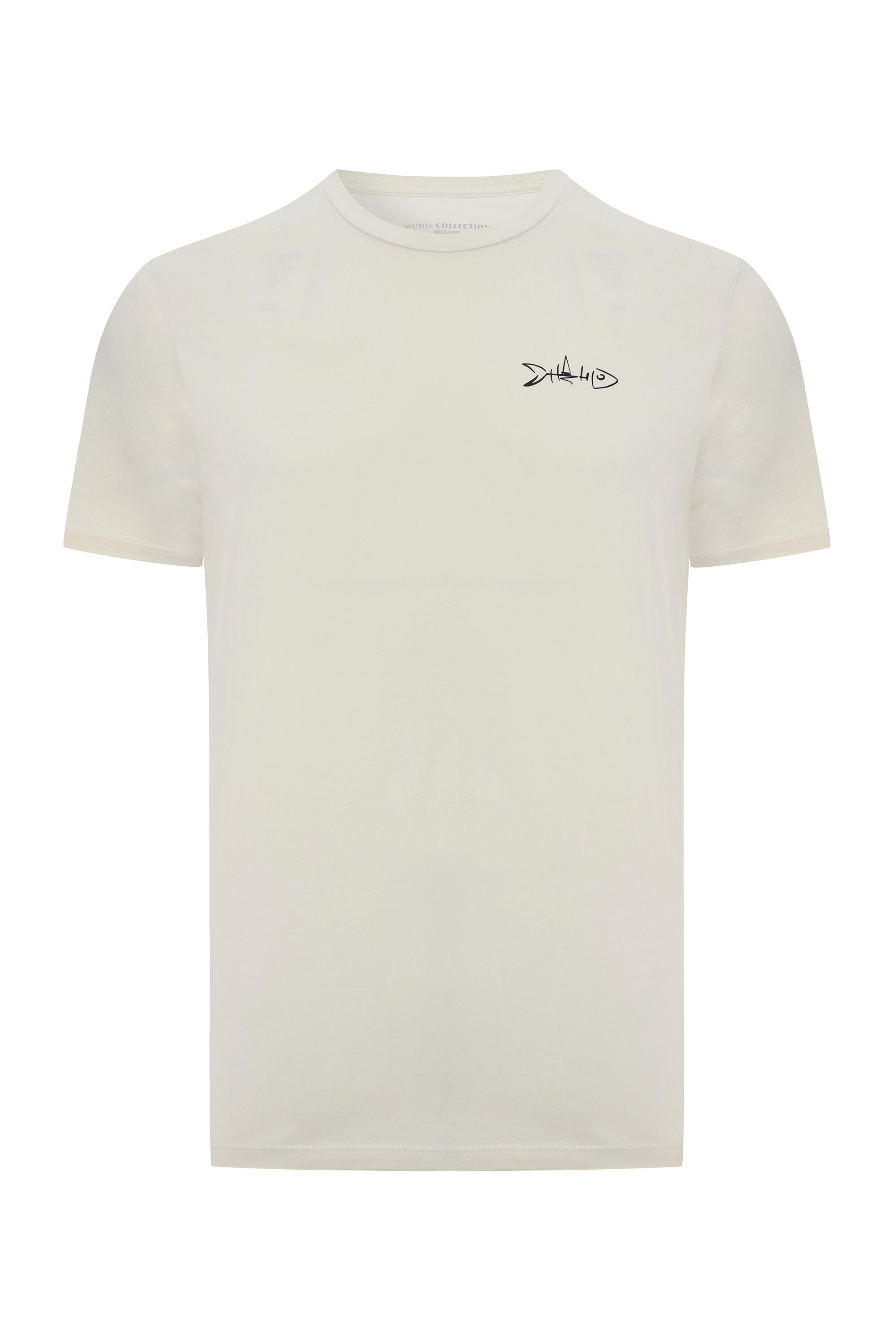 BASKILI BİSİKLET YAKA KISA KOLLU T-SHIRT