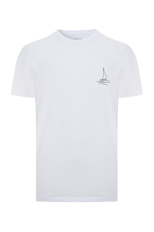  BASKILI BİSİKLET YAKA KISA KOLLU T-SHIRT