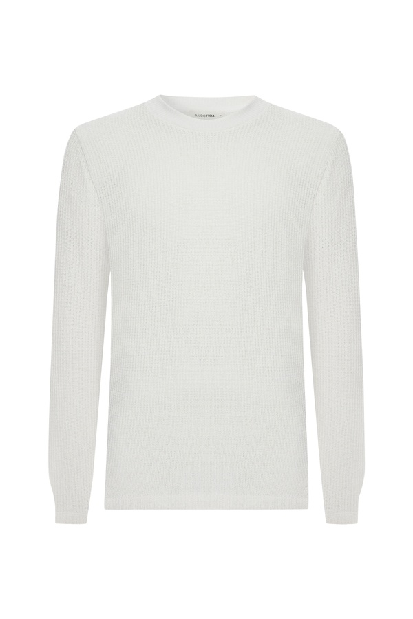 Erkek Taş Rengi Bisiklet Yaka Fitilli Sweatshirt | mudo