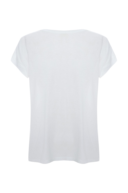  DÜŞÜK KOL SİMLİ KISA KOLLU T-SHIRT