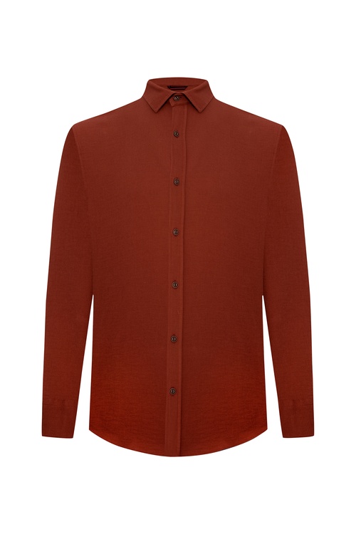  REGULAR FIT DOKULU UZUN KOLLU GÖMLEK