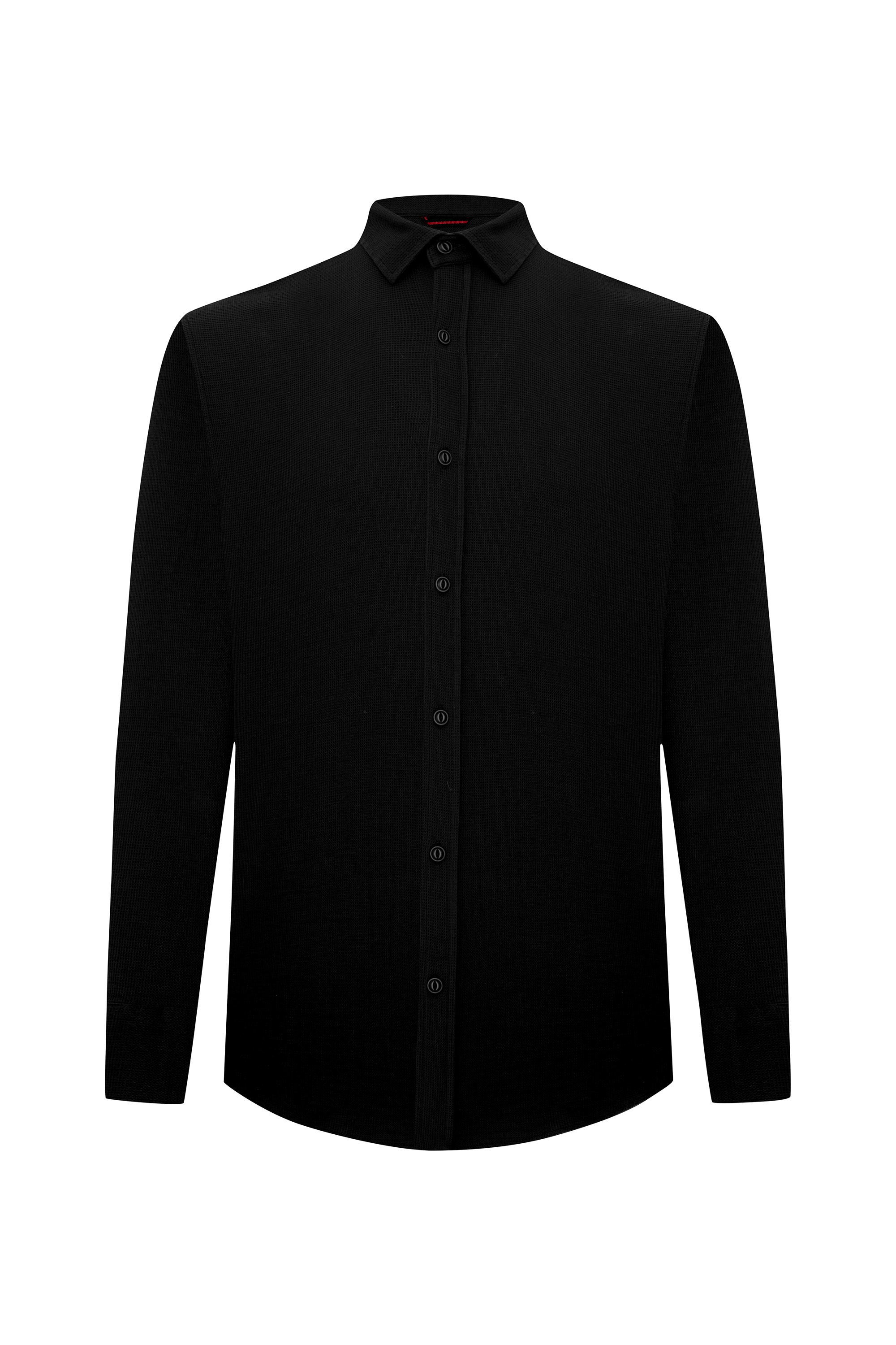 REGULAR FIT DOKULU UZUN KOLLU GÖMLEK