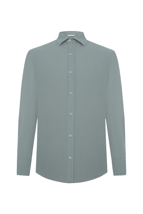  REGULAR FIT DOKULU UZUN KOLLU GÖMLEK