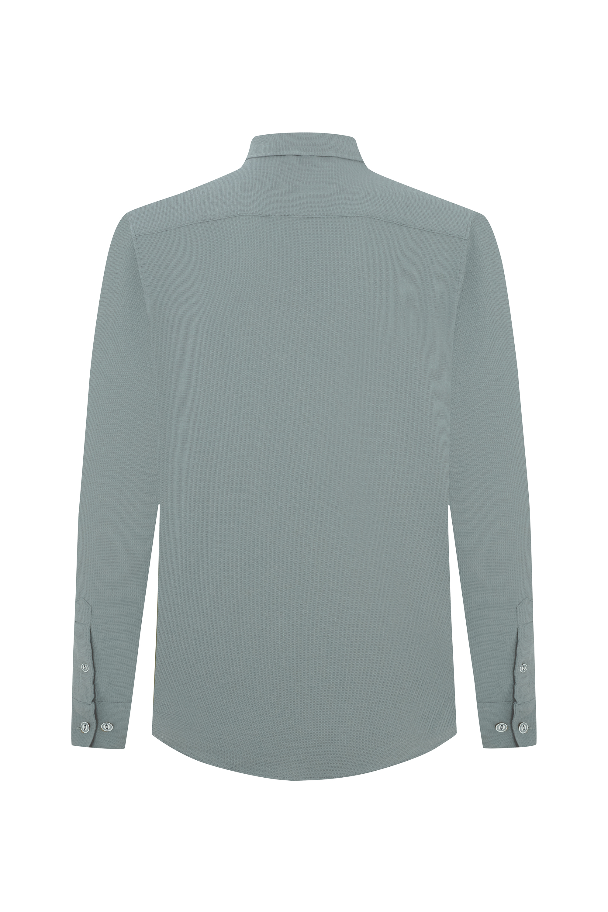 REGULAR FIT DOKULU UZUN KOLLU GÖMLEK