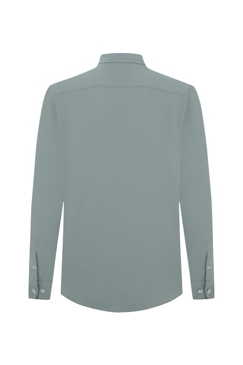  REGULAR FIT DOKULU UZUN KOLLU GÖMLEK