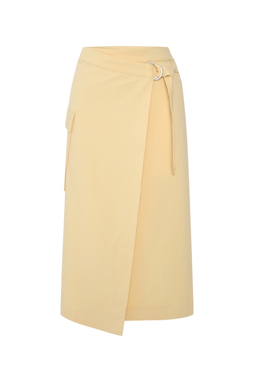  KEMERLİ KRUVAZE A FORM MİDİ ETEK