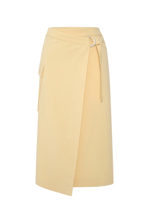 KEMERLİ KRUVAZE A FORM MİDİ ETEK