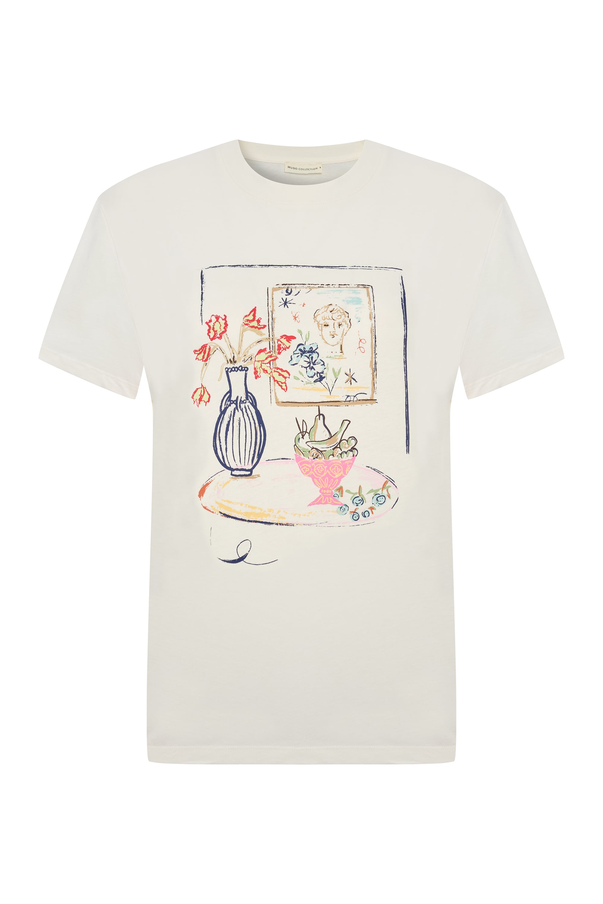 BASKILI BİSİKLET YAKA KISA KOLLU T-SHIRT