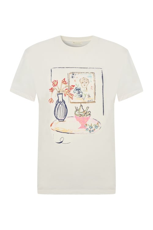 BASKILI BİSİKLET YAKA KISA KOLLU T-SHIRT