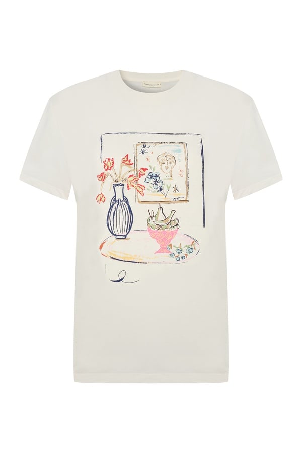 BASKILI BİSİKLET YAKA KISA KOLLU T-SHIRT