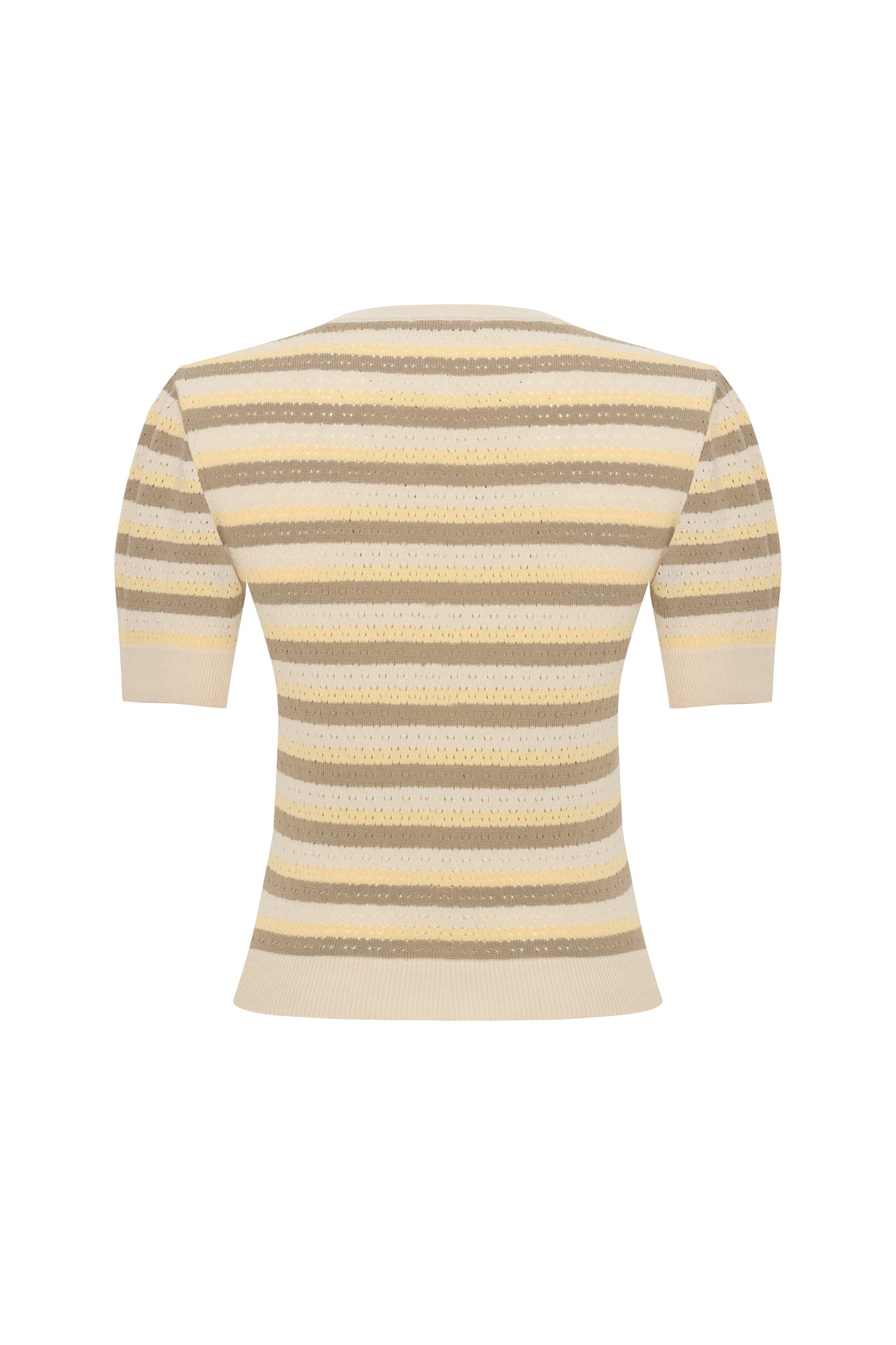 ÇİZGİLİ BİSİKLET YAKA KISA KOLLU KAZAK