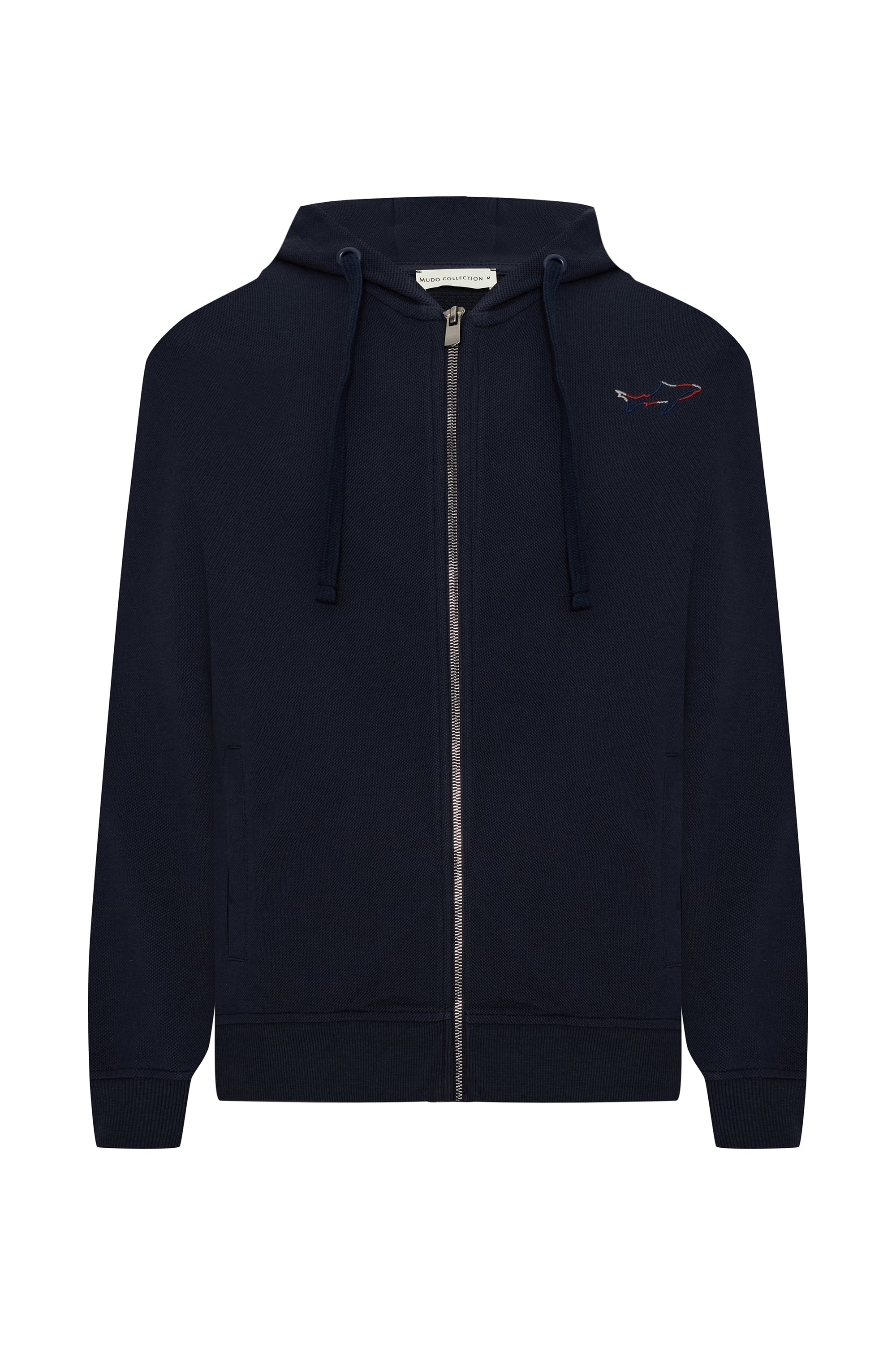 NAKIŞLI KAPÜŞONLU FERMUARLI SWEATSHIRT