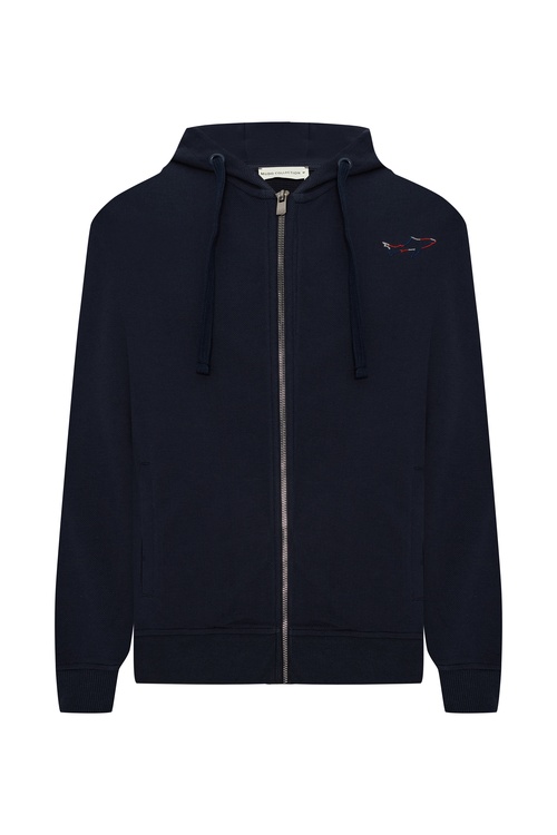  NAKIŞLI KAPÜŞONLU FERMUARLI SWEATSHIRT