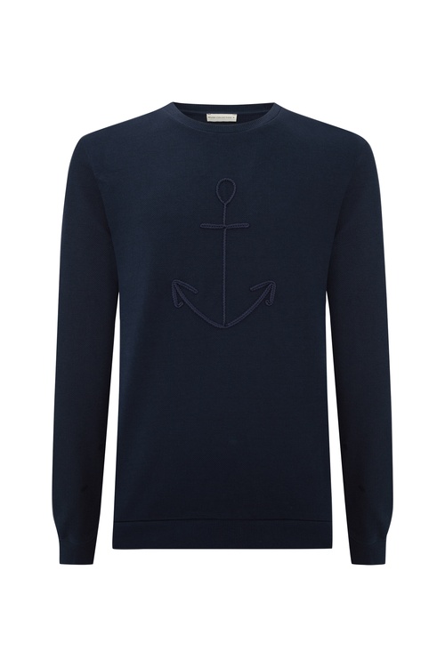  BİSİKLET YAKA ÇAPA NAKIŞLI SWEATSHIRT