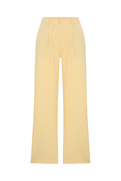  PİLE DETAYLI WIDE LEG PANTOLON