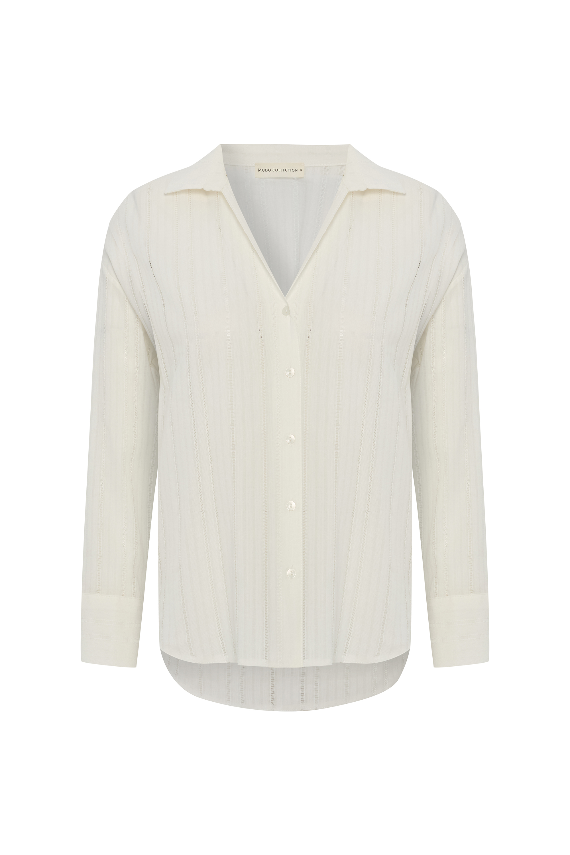 DOKULU V YAKA UZUN KOLLU GÖMLEK