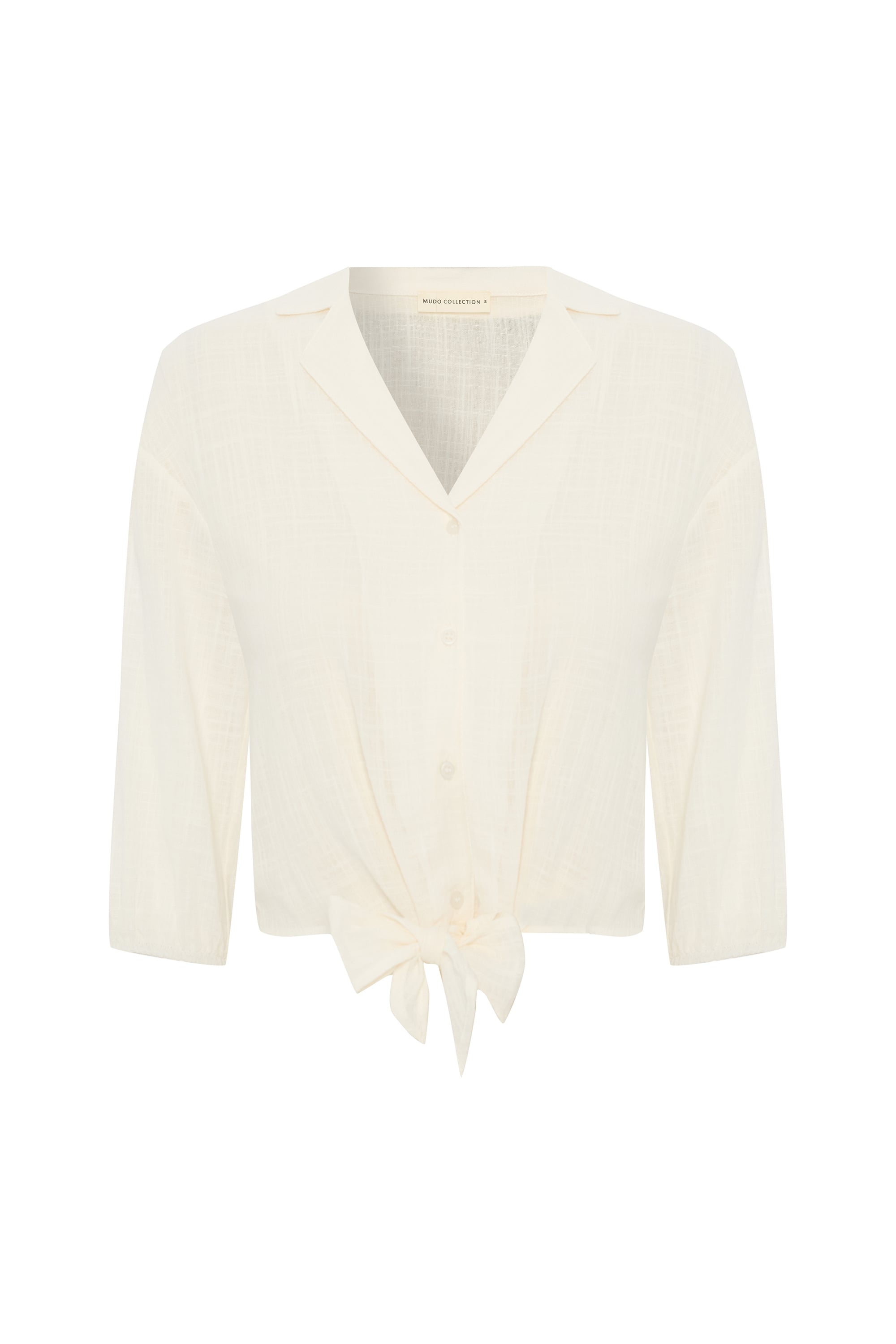 BELİ BAĞLAMALI V YAKA CROP BLUZ