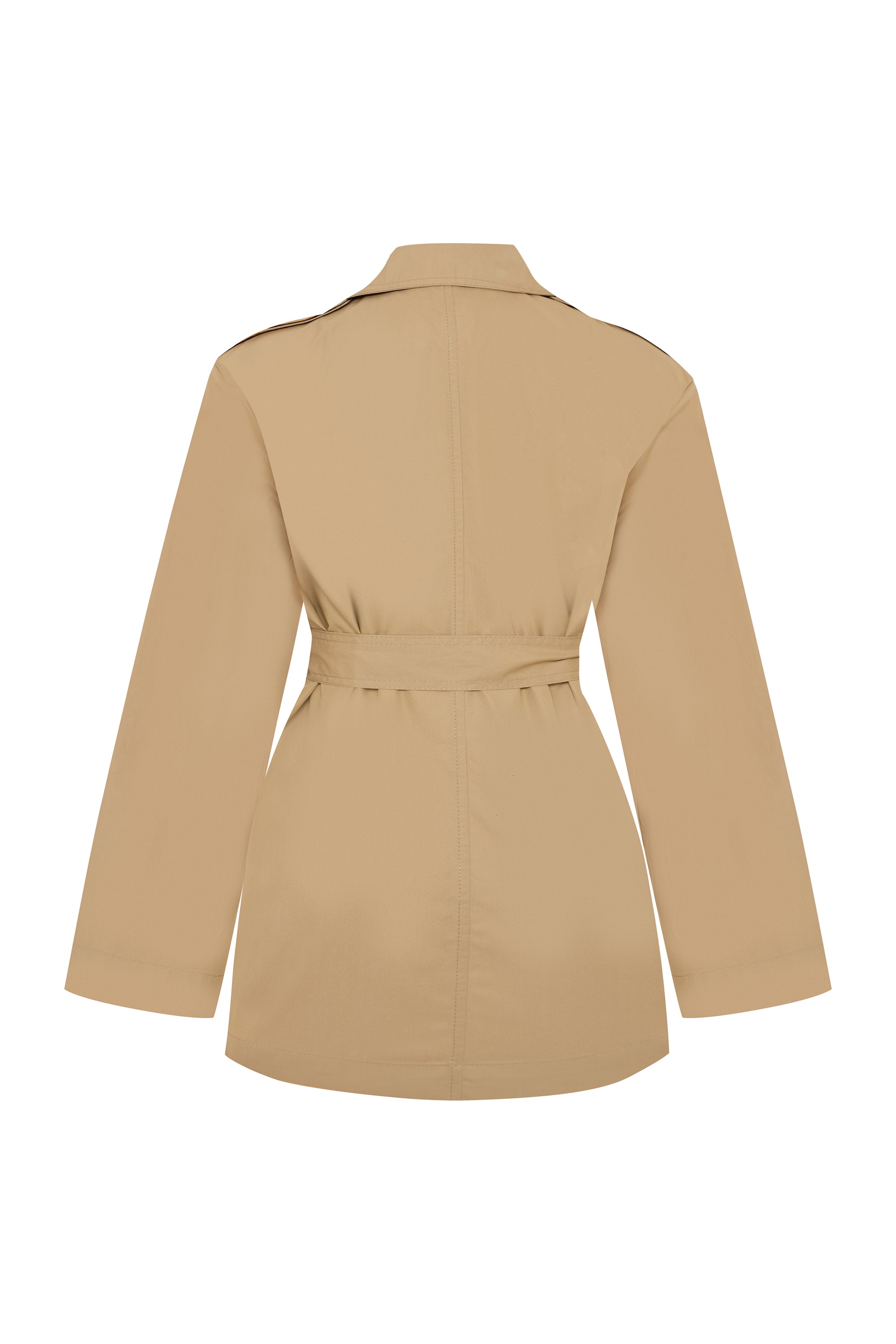 KUŞAKLI KRUVAZE KAPAMA KISA TRENÇKOT