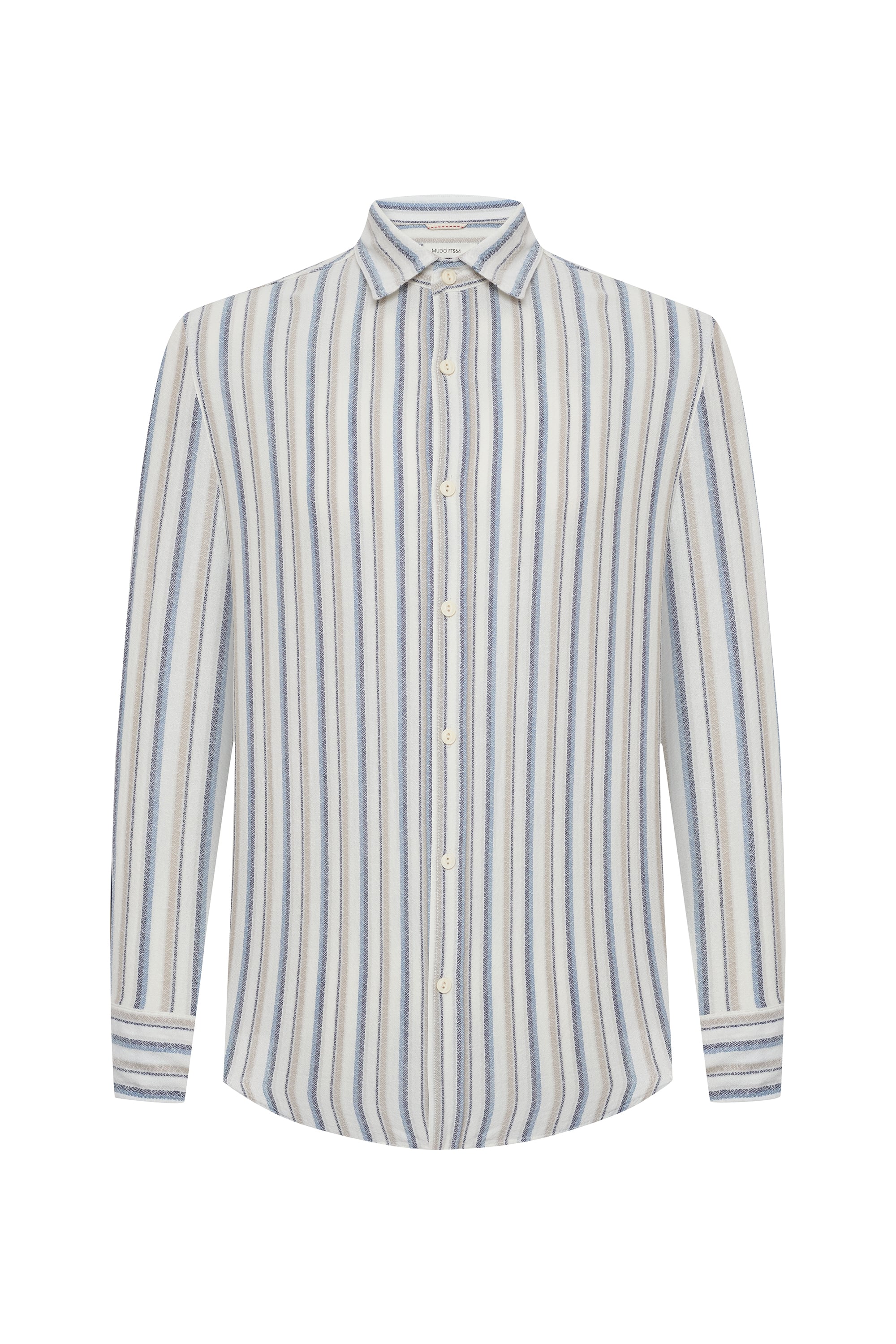 REGULAR FIT DOKULU ÇİZGİLİ GÖMLEK