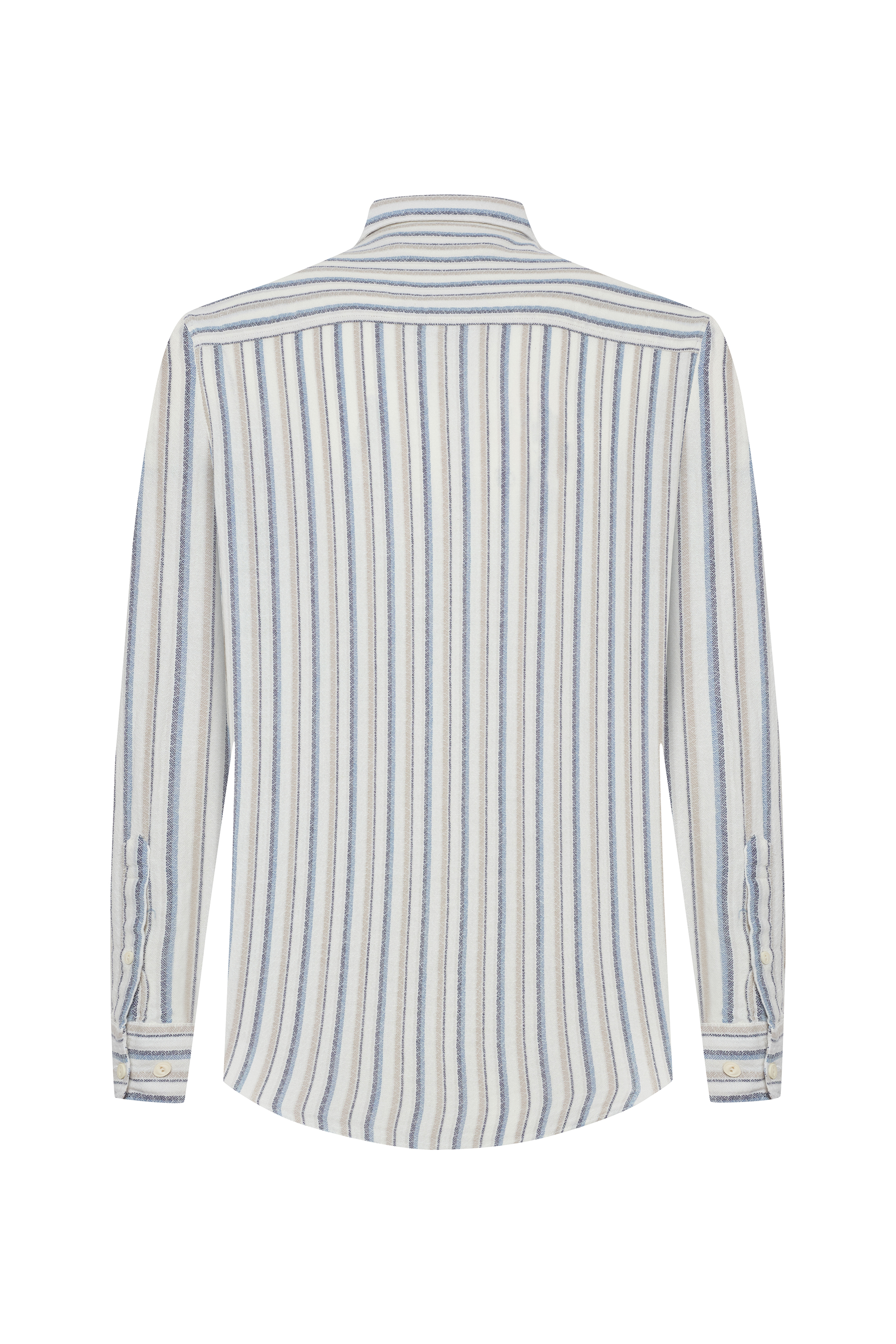 REGULAR FIT DOKULU ÇİZGİLİ GÖMLEK