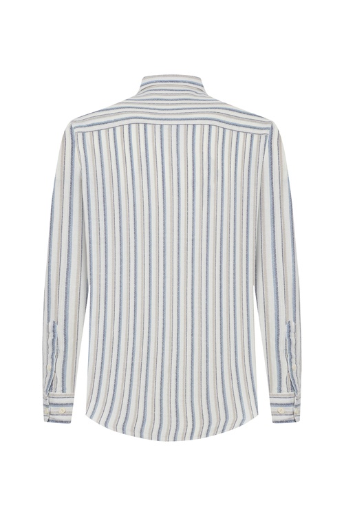  REGULAR FIT DOKULU ÇİZGİLİ GÖMLEK