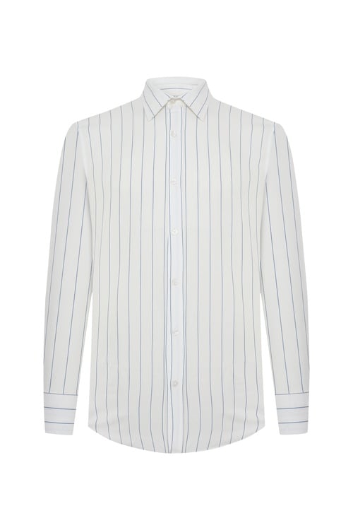  ÇİZGİLİ REGULAR FIT LİYOSEL UZUN KOLLU GÖMLEK